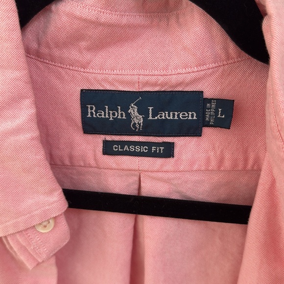 Ralph Lauren Shirt Adult Large Pink Classic Fit Button Up Preppy Mens Vintage - Picture 2 of 4